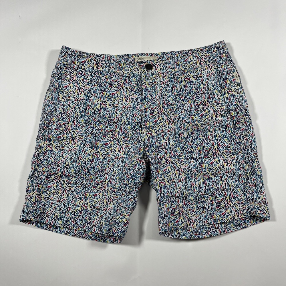 Onia Liberty Art Fabrics Multi Color Print Swim Shorts Trunks, Sz 30 Waist